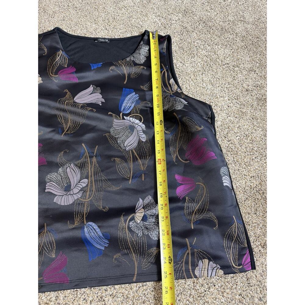 Ann Taylor Factory Satin Floral Metallic Sleeveless Dressy Tank Top Size XL - Picture 6 of 6